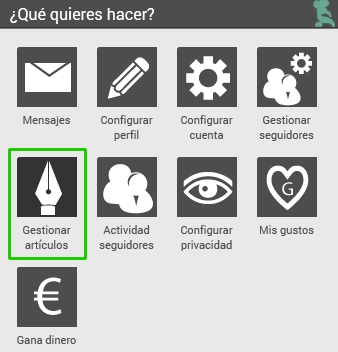 Men&uacute; usuario art&iacute;culos