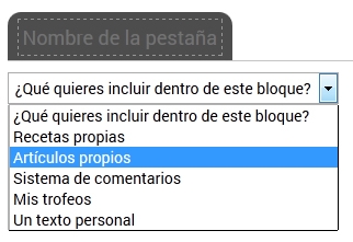Seleccionar tipo de bloque art&iacute;culo