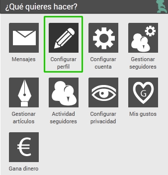Menu usuario perfil