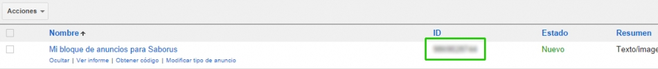 ID de anuncio de Google Adsense