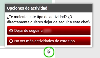 Dejar de seguir chef o no ver actividad