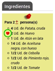 A&ntilde;adir ingrediente a favoritos