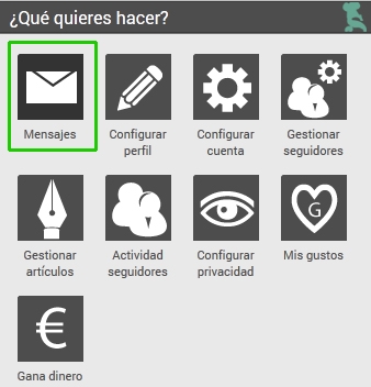 Men&uacute; de usuario Mensajes
