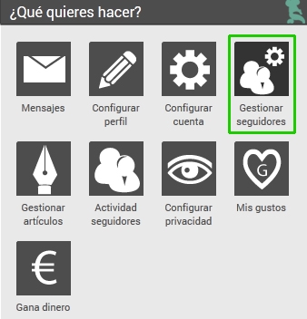 Men&uacute; usuario seguidores