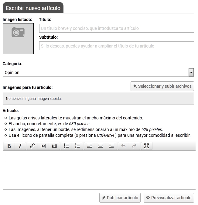 Formulario art&iacute;culo