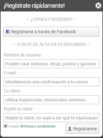 Ventana de Registro