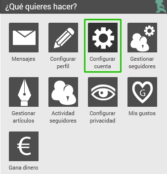 Men&uacute; usuario cuenta