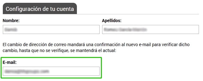 Cambiar tu e-mail